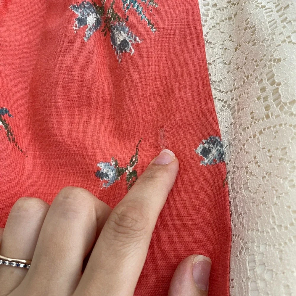 Vintage 70s Tumbleweeds Skirt Women M Floral Maxi Crochet Trim Cottagecore - Picture 3 of 6
